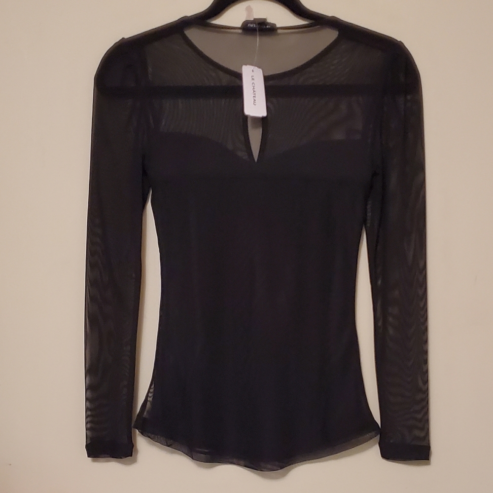 NWT BLACK MESH SWEETHEART TOP